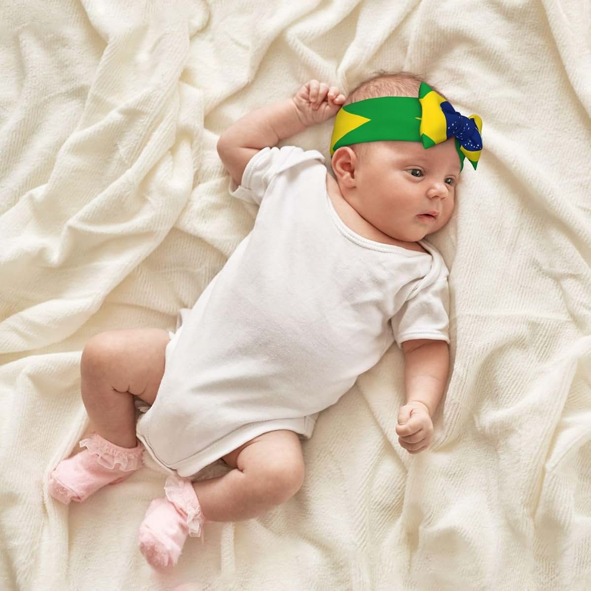 PEGQCVAM Brazilian Flag Baby Bow Headband (photo 4)