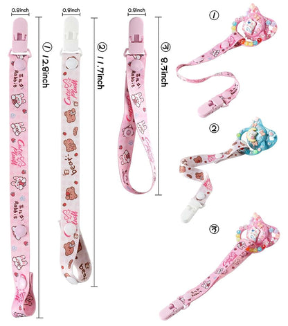 CutiePlusU Adult Pacifier Clip | Strawberry Pie Theme Holder Set of 2