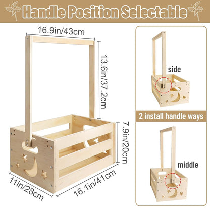 Wooden Baby Shower Crate Closet Bigger Size Storage Basket With Handle