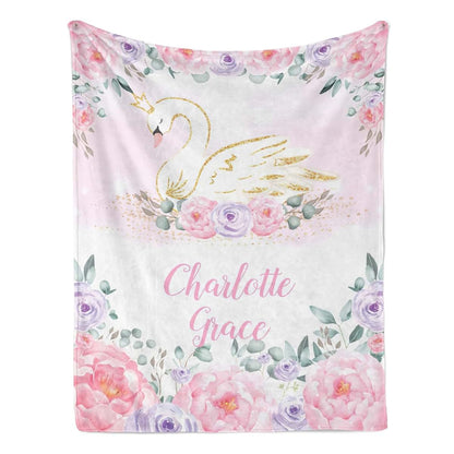 ColorAce Personalized Baby Blankets for Girls Customized Baby Blanket with Name Personalized Baby Gifts for Girl Floral (photo 2)