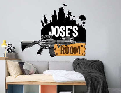 Kyle Cornhole Custom Name Gamers Wall Decal - Personalized Kids Bedroom Decor
