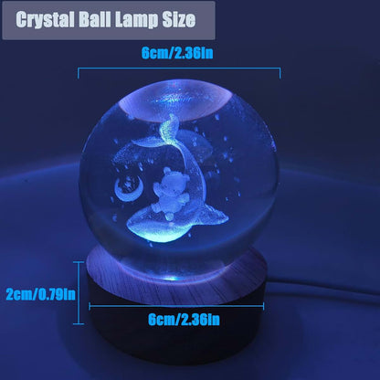 Wqvshro Whale And Teddy Bear Crystal Ball Lamp