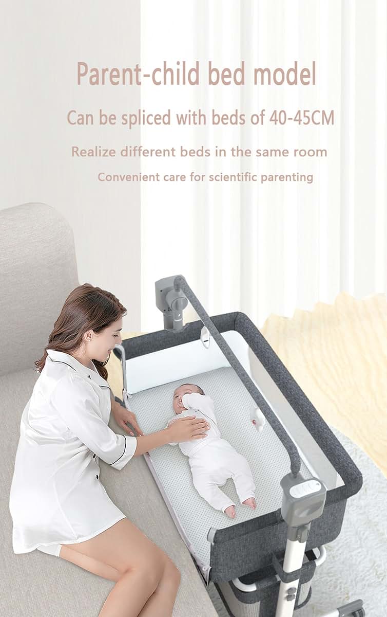MoLi Electric Bluetooth Smart Baby Bedside Crib Multifunctional Bassinet Foldable Infant Bedside Cot Toddler Cradle (photo 4)