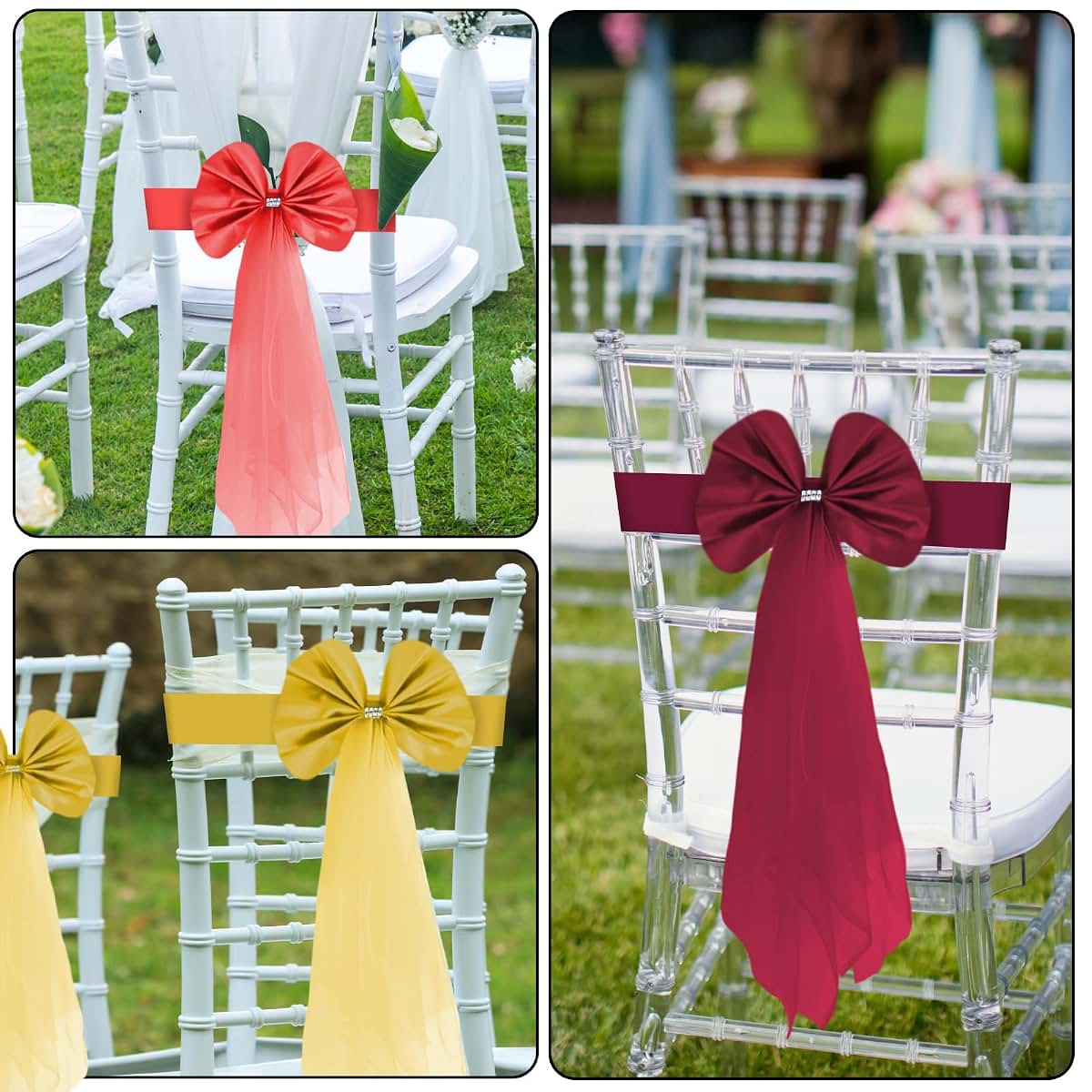 CookiBlend Chair Bows Sashes Elastic Bowknot Chair Bands, Blue
