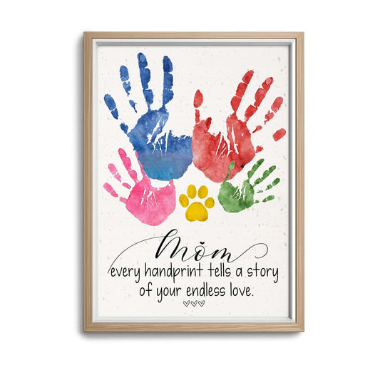 Fastpeace Mom Birthday Gifts, Family Handprint Wall Art, Sentimental Home Decor for Mom, Christmas Gift for Mother from