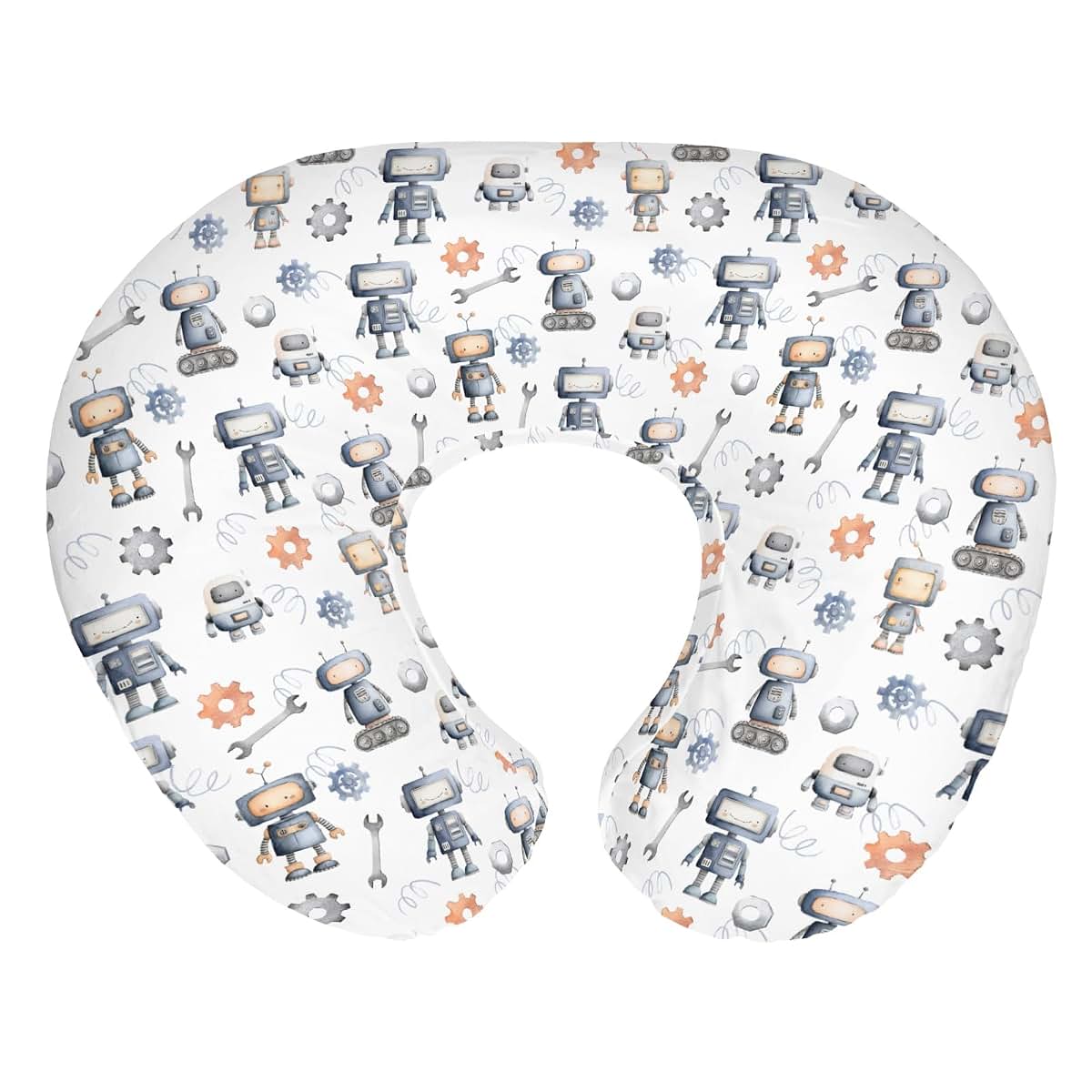 Watercolor Robots Nursing Pillow Cover for Nursery Support