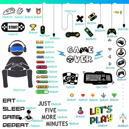 BabyOneStop Gamer Wall Decals Removable PVC Video Game Stickers