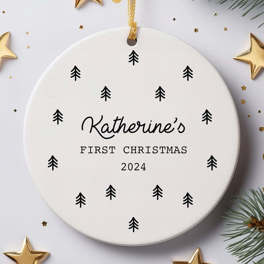 HAQCO Baby’S First Christmas Ornament, Personalized Baby 1St Christmas Bauble, New Baby Holiday Keepsake, Baby Boy