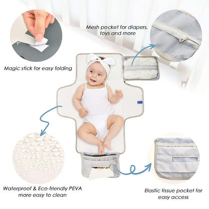 Decor Gift Reusable Baby Changing Mat With Tissue Pocket Cloud Island Gray (photo 3)