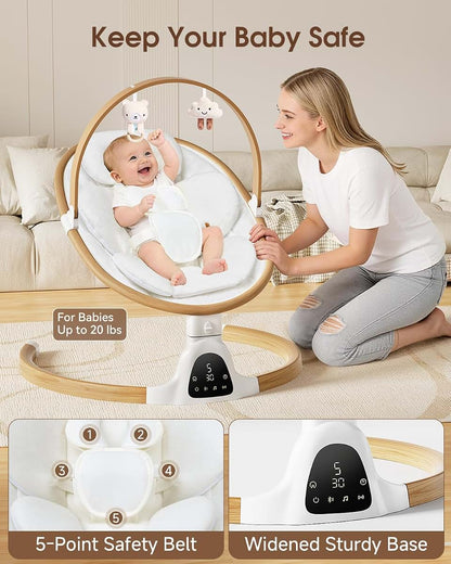 BabyOneStop Electric Infant Swing with 5 Speed Modes and Bluetooth
