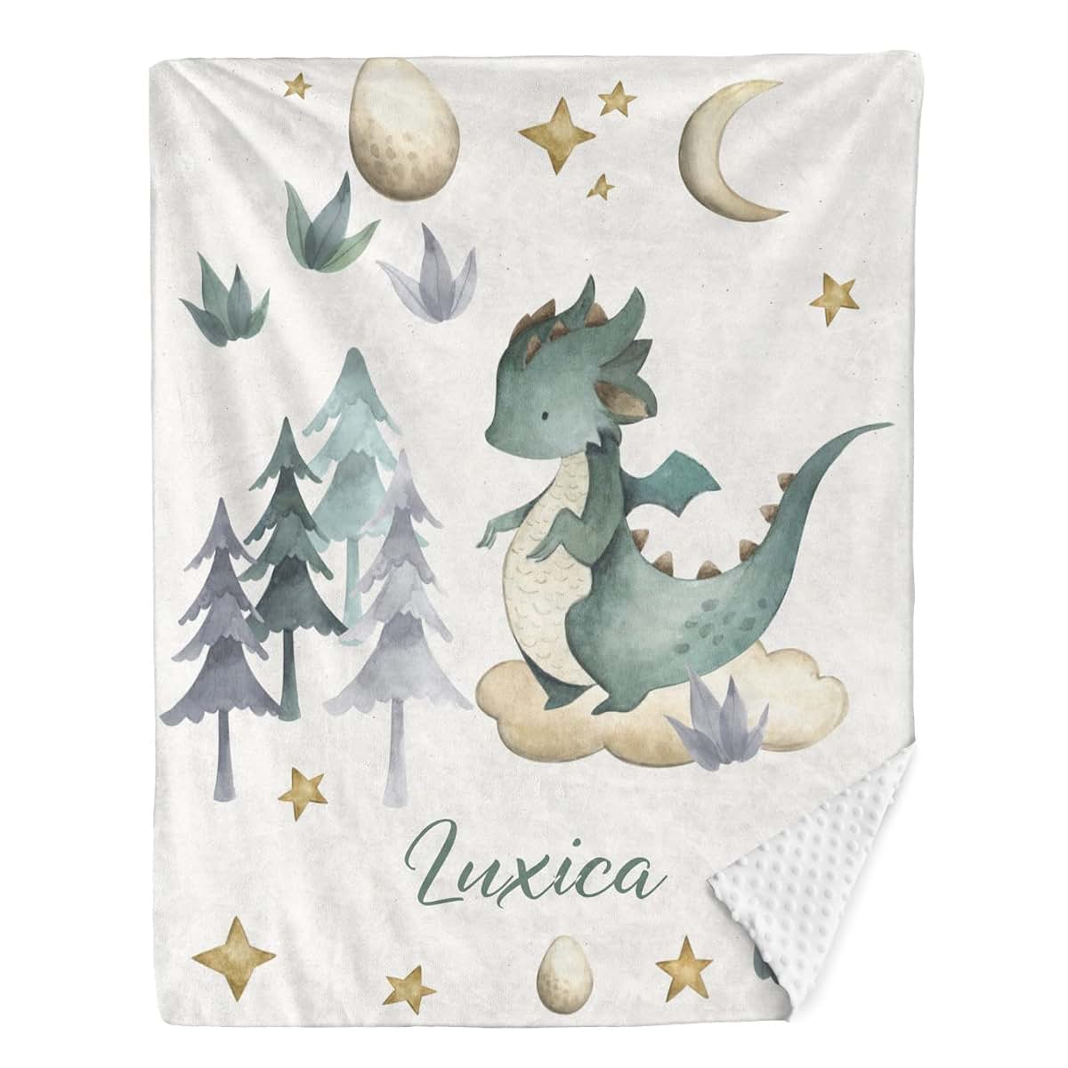 Nzoohy Green Dragon Eggs Personalized Baby Blanket