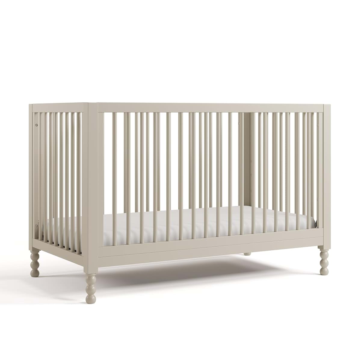 Storkcraft Rio 5-in-1 Convertible Crib with Toddler Guardrail, Frosted Oat