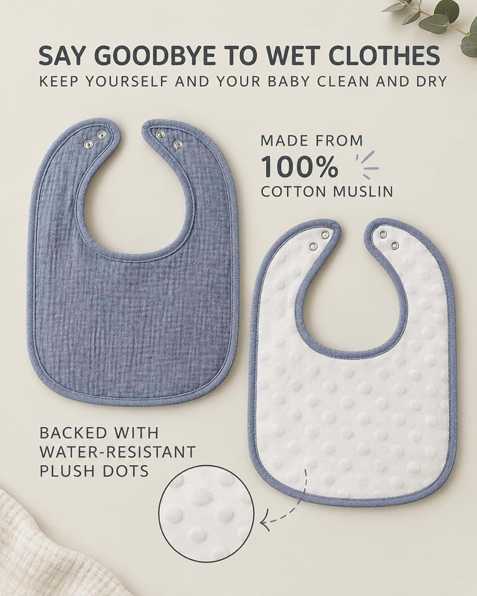Cutie Birdie Muslin Baby Bibs 4-Pack in Blue Tones (photo 2)
