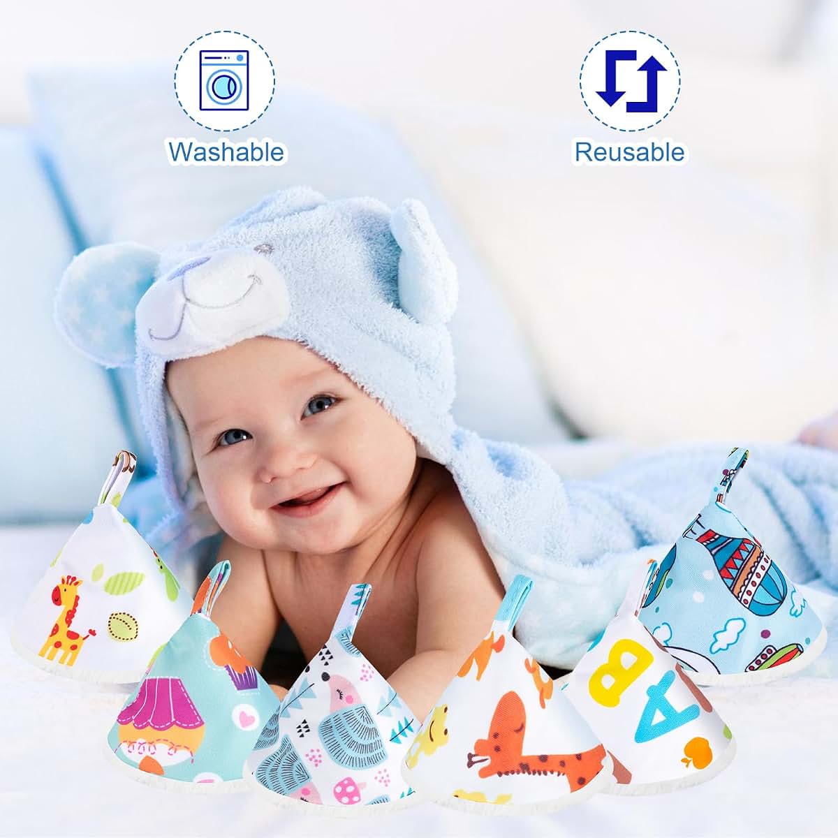 VEEVIIY Pee Teepee for Baby Boy, 12-Pack Reusable Flannel Diaper Changing Cover