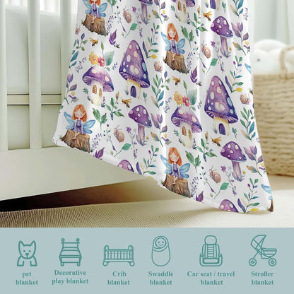 Wicbfdfv Cute Magical Fairies Mushroom Purple Baby Blanket (photo 4)