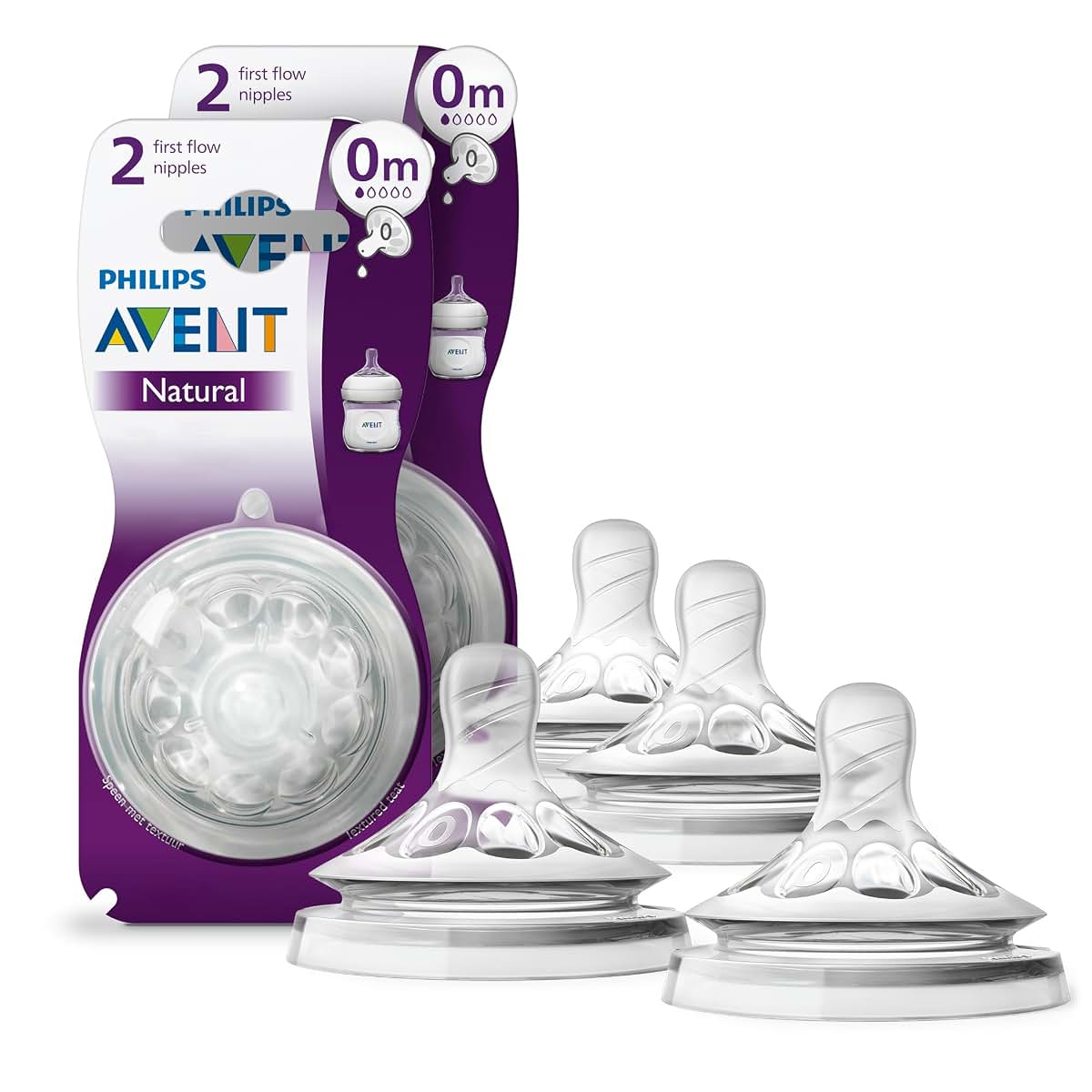 Philips Avent Natural First Flow Baby Bottle Nipple, 4-Pack