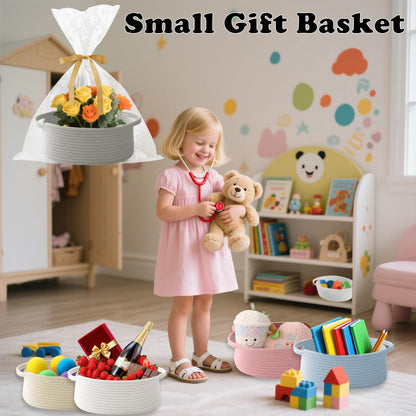 HZFTJOY Small Woven Rope Basket Grey