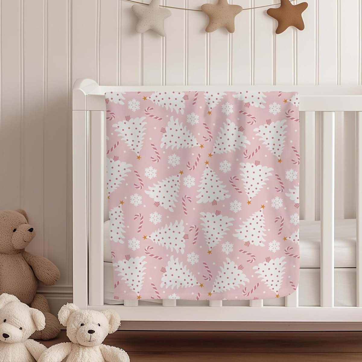 Cstdyfrv Baby Blanket With Christmas Tree And Snowflake Print (photo 4)