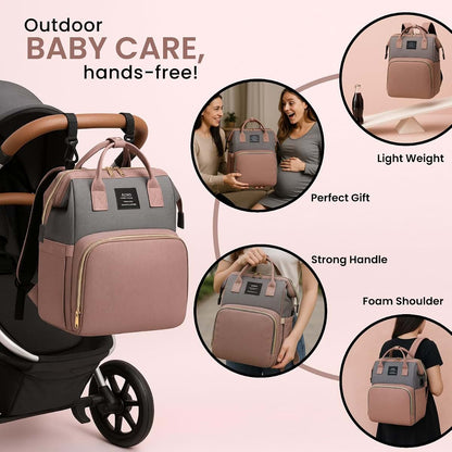 Nuvababy Multifunctional Baby Diaper Bag Backpack with Changing Station Baby Bag for Moms, Dads, Shower Gifts for