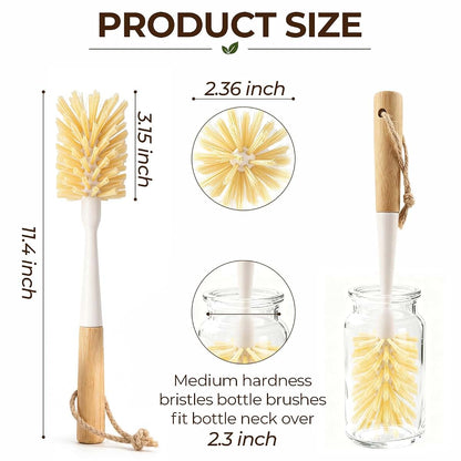 ÖkoStamm 2 Pack 11.4 Inch Bamboo Bottle Brush with Odorless Nylon Bristle (photo 2)