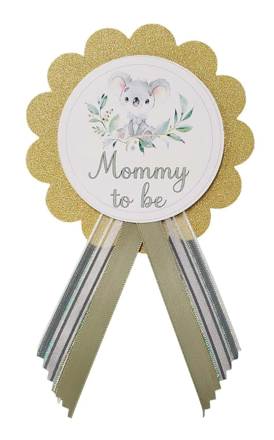 Amy's Bubbling Boutique Koala Bear Baby Shower Mommy Daddy Sash Pins for family to wear at sprinkle Party Decorations