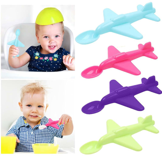 Blowest 4pc Plastic Airplane Spoon Set For Kids