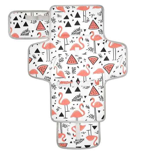 Kagirah Flamingo Fizz Pattern Portable Changing Pad With Built-in Pillow