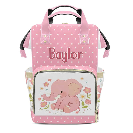 YallLocoMo Custom Diaper Bag Backpack for Girls Boys Kids Elephant Dot Gift the Best: Spacious Waterproof Nappy Bag for