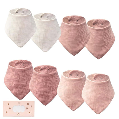 Coorobin Baby Bibs 8-Pack - Adjustable Cotton Drool Bibs