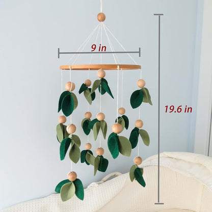 Goukurlsma Green Leaf Crib Mobile With Wooden Beads