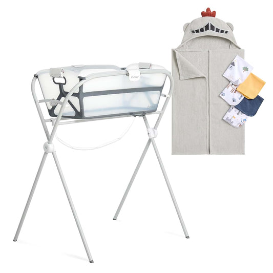 Evolur Supple Spa Kit with Towel, Includes Supple Baby Spa Set, Complementary Good Knight Hooded Towel & 5-Piece