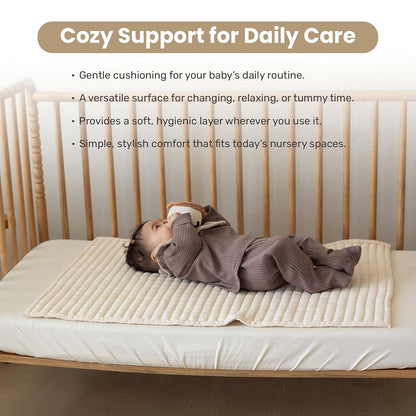 Little Dedi Organic Cotton Changing Mat 20x33 In, Plain Earth Ivory (photo 4)