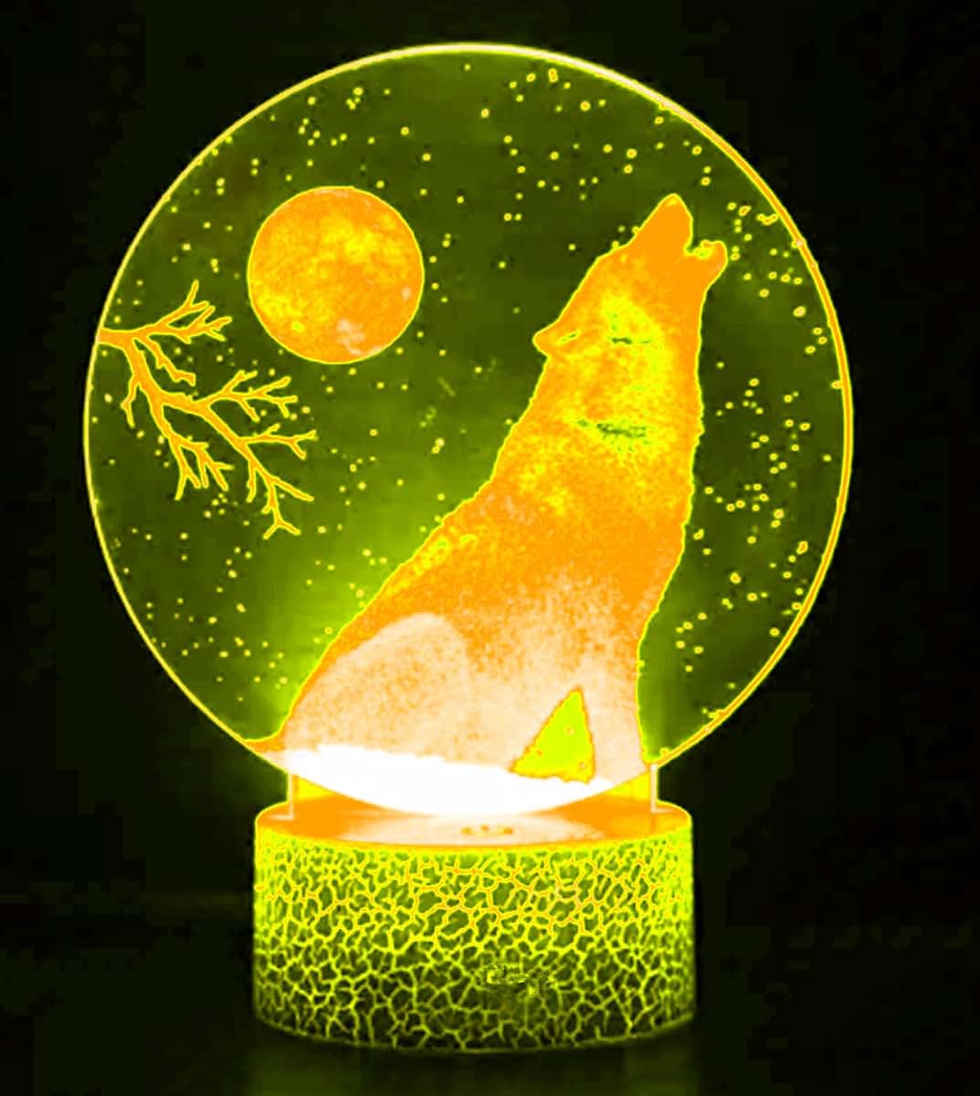 Jinnwell 3D Wolf Night Light Lamp Illusion 16 Color Changing Table Desk Decoration Lamps Gift Acrylic Flat ABS Base USB (photo 3)