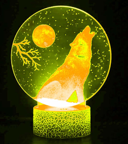 Jinnwell 3D Wolf Night Light Lamp Illusion 16 Color Changing Table Desk Decoration Lamps Gift Acrylic Flat ABS Base USB (photo 3)
