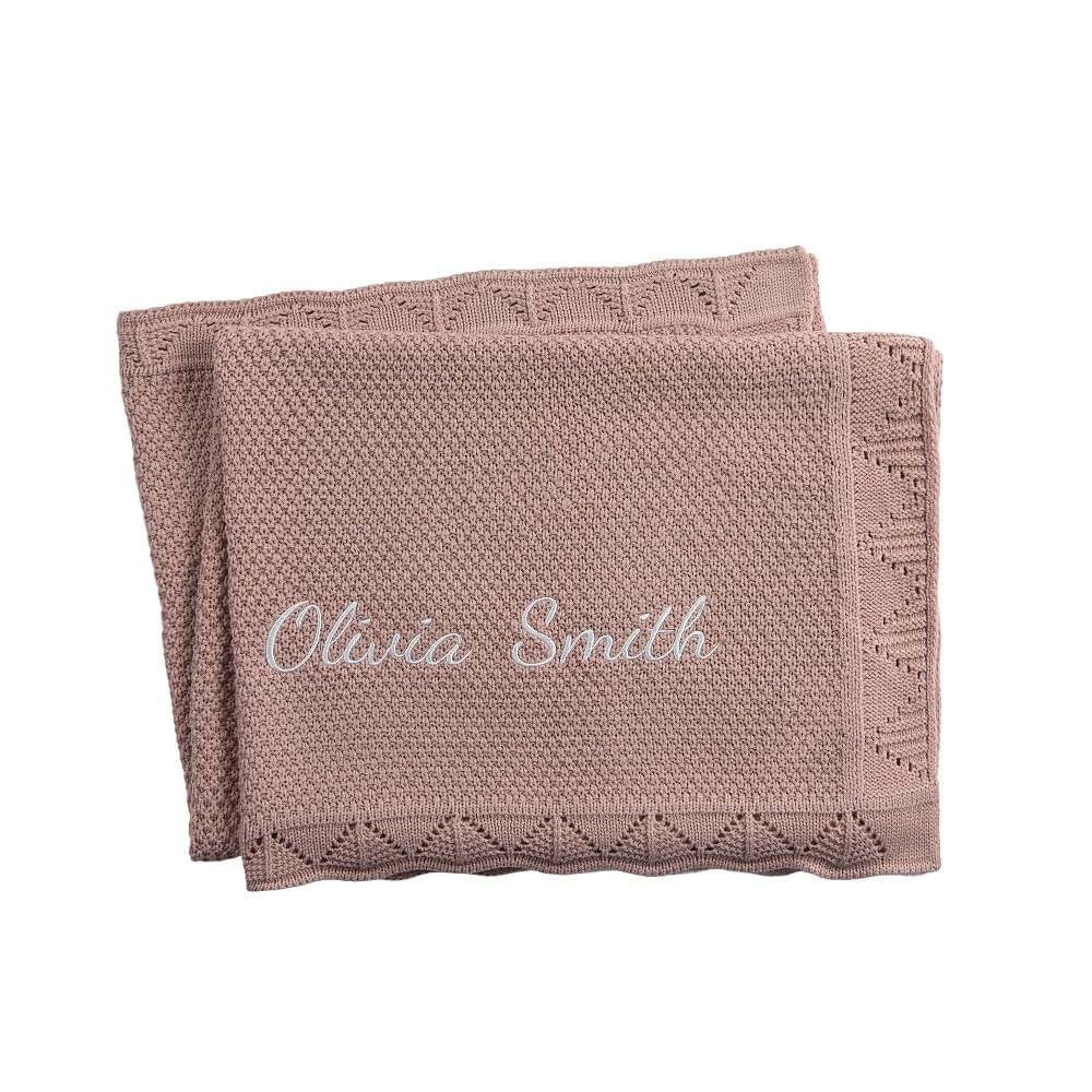 SISLAF Personalized Baby Blanket - Embroidered Name Knit Blanket
