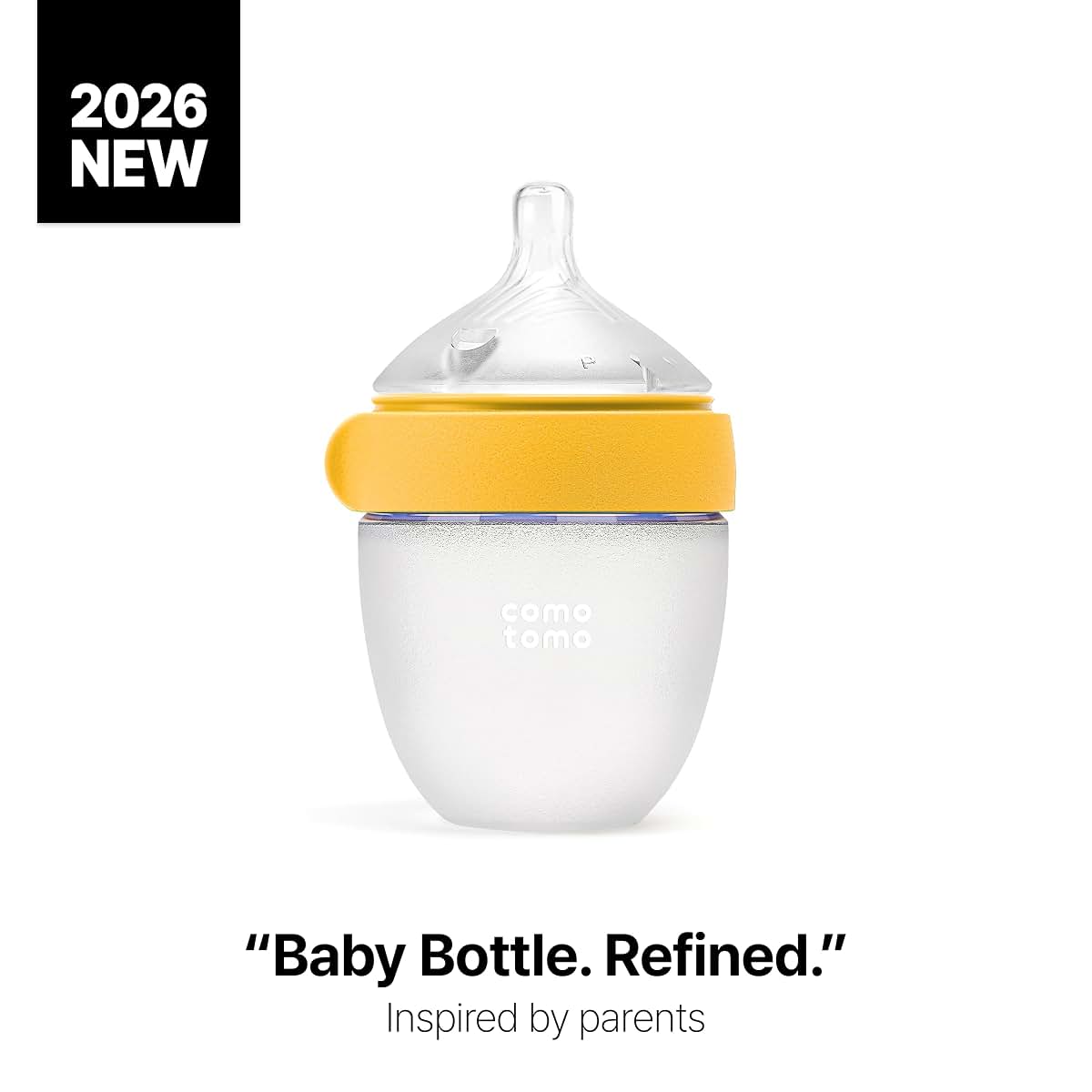 Comotomo Silicone Baby Bottle Gen 2 5oz True Slow-Flow, Yellow