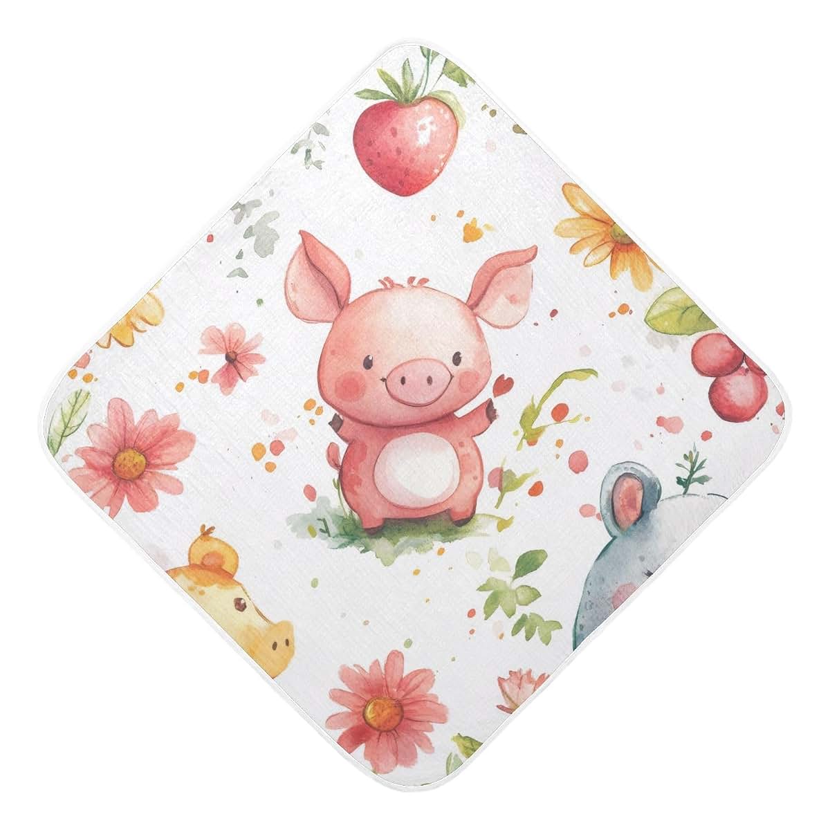 Msyxl Cartoon Pig Hooded Bath Towel - Absorbent Muslin Cotton for Babies