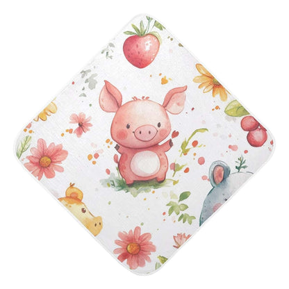 Msyxl Cartoon Pig Hooded Bath Towel - Absorbent Muslin Cotton for Babies