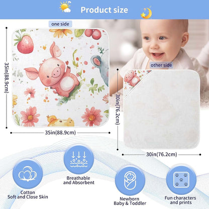 Msyxl Cartoon Pig Hooded Bath Towel - Absorbent Muslin Cotton for Babies