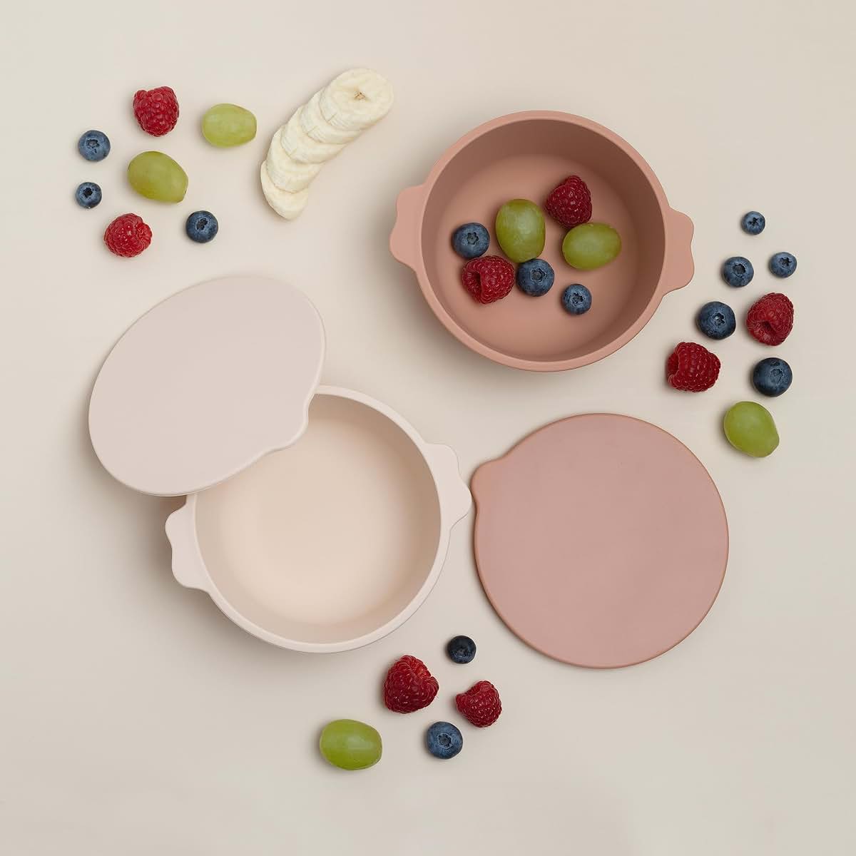 Ana Wiz Ltd Silicone Baby Bowls with Lids, 2 Pack