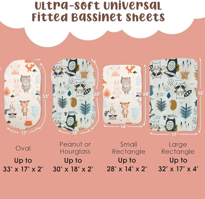 Aisawate Bassinet Fitted Sheets, Animal Park