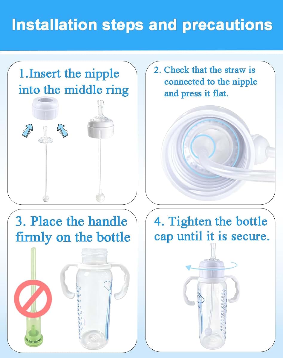 Honeykin Straw Cup Conversion Kit Compatible with Dr. Brown’s Narrow & Glass Baby Bottles, 2 Pack Weighted Straw (photo 4)