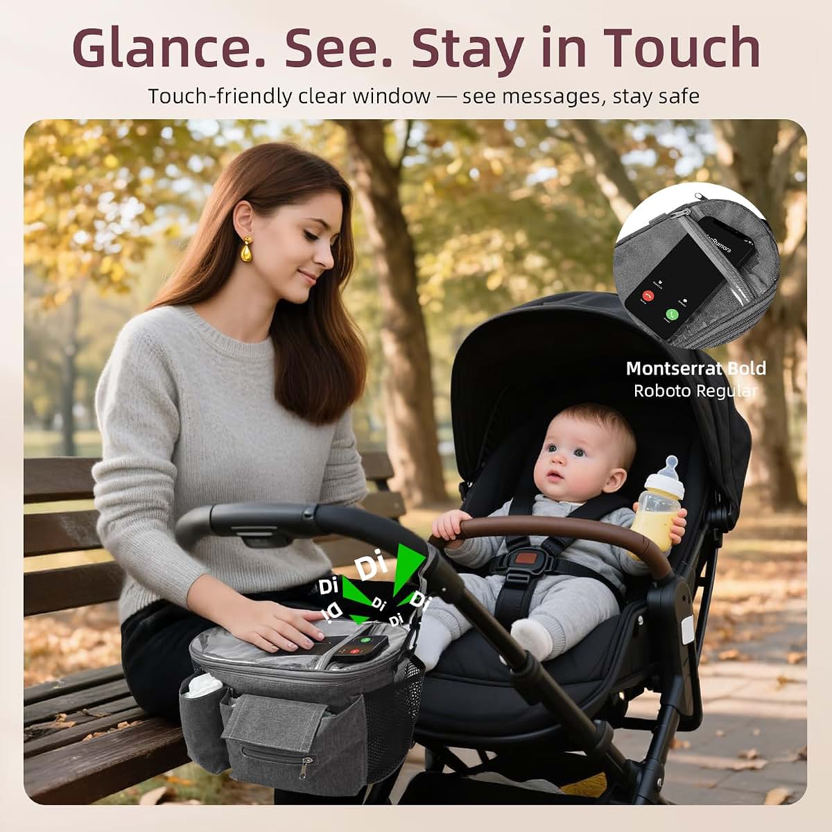 Nufuriri Universal Stroller Organizer Caddy with Phone Pocket