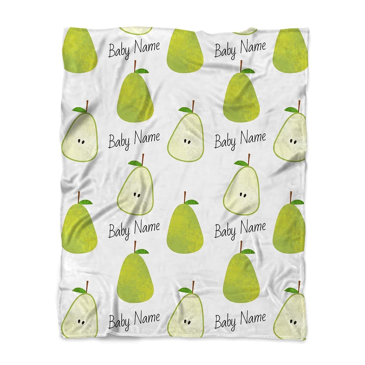 Gifts Everywhere Personalized Fruit Pear Blanket Baby Kids & Infant Soft Plush Minky Dot Toddler Swaddling Blanket