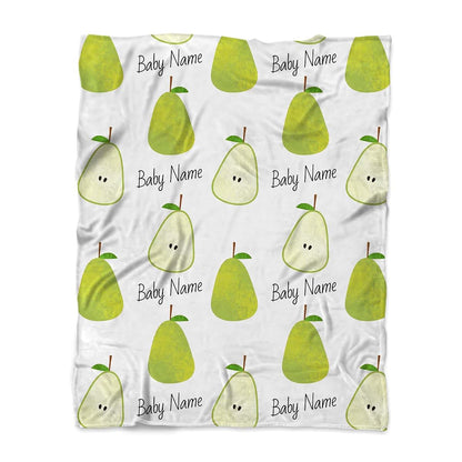 Gifts Everywhere Personalized Fruit Pear Blanket Baby Kids & Infant Soft Plush Minky Dot Toddler Swaddling Blanket