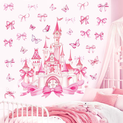 wondever Wall Decals Set - Large Castle & Butterfly Stickers for Nursery Decor