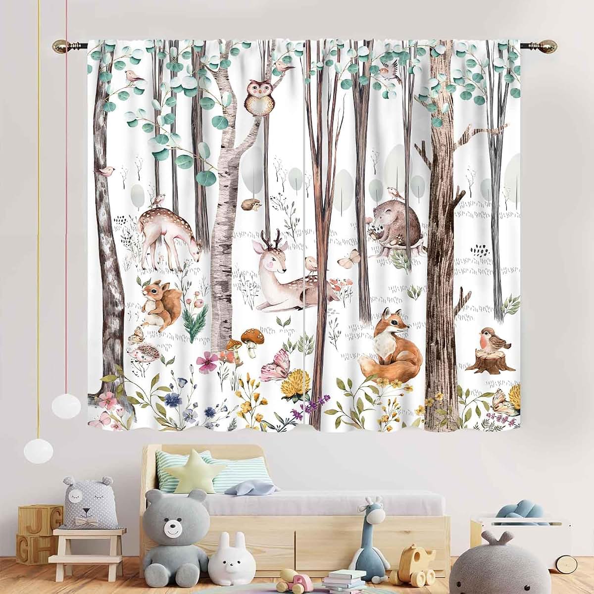 TKUYO Woodland Animal Nursery Blackout Curtains
