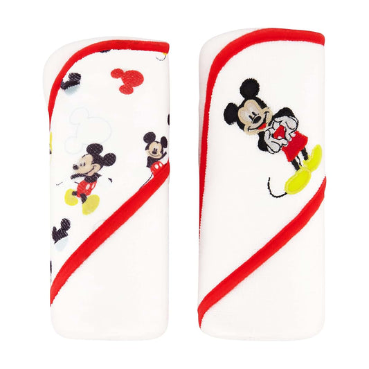 Disney Cudlie Baby Boy Mickey Mouse 2 Pack Hooded Towels In Happy Place Print