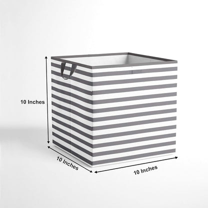 Bacati Pin Stripes Grey White Kids Storage Small Tote (photo 3)