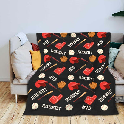L&NG Customized Baby Blankets, Custom Baseball Blanket's Gifts with Name, Baseball Fleece Blanket's Boy, Ball Player (photo 4)